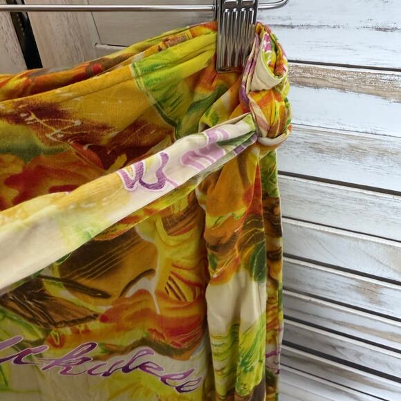 JAMS WORLD Women's L Wrap Maxi Skirt Hawaiian Ukulele Copyright Pattern Yellow - Picture 6 of 11